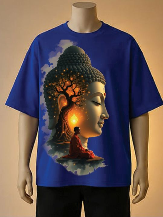 Meditating%20Buddha%20%7CTree%20Lord%20Buddha%20Graphic%20Printed%20T-Shirt-Blue,%20Black,%20Brown%20-%20Image%202