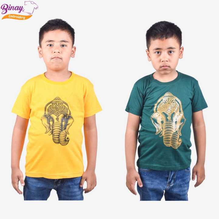 Binay Embroidery Printed 2 Pcs Combo set T-Shirt For Child - Fashion | For Boys And Girls | Printed T-Shirts |