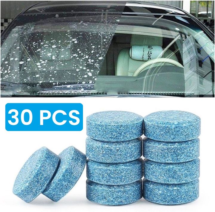 30 PCs Car Windshield Washer Tablets – Effervescent Glass Cleaner Concentrate | Quick & Easy Wiper Fluid for Automotive Cleaning