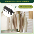 Folding Clothes Hanger Wall Mount Retractable Cloth Drying Black C. 