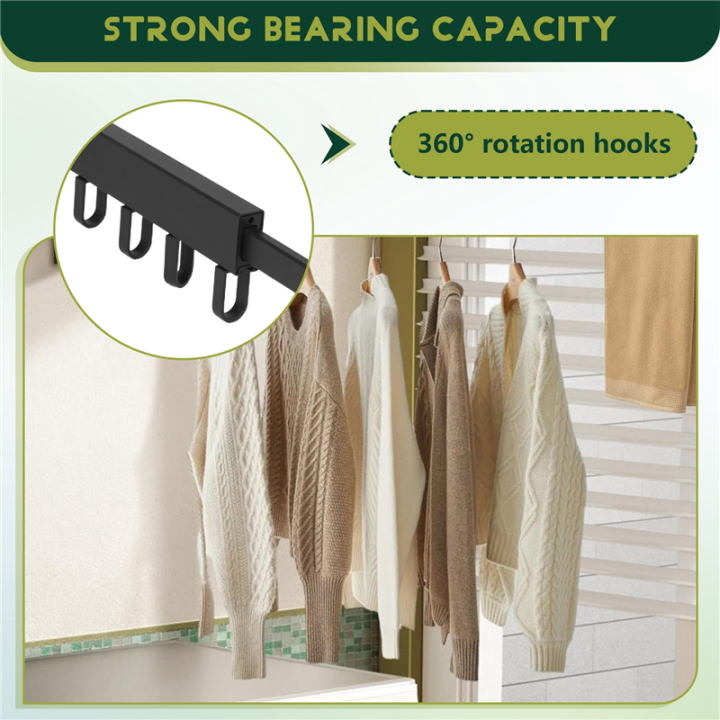 Folding%20Clothes%20Hanger%20Wall%20Mount%20Retractable%20Cloth%20Drying%20Black%20C%20-%20Image%203
