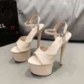 20CM 17 15cm Super High Heeled Nightclub Thin Heels Womens Platform Sandals Ankle Buckle Pole Dancing Shoes Plus Size. 