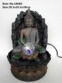 Lord Buddha Water Fountain with LED Lights and Water Pump (Gray, 12" X 8" X 8"). 