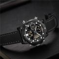 NAVIFORCE Nf9172 Dual Time Digital Analog Function Genuine Leather Strap  Fashion Watch. 