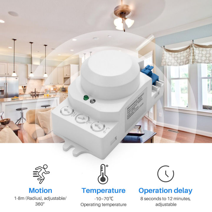 5.8GHz%20HF%20System%20LED%20Microwave%20360%20Degree%20Motion%20Sensor%20Light%20Switch%20Body%20Motion%20Detector,White%20-%20Image%203