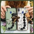 Simplicity soft case Phone Case For Samsung Galaxy M20/SM-M205FD Bear bracelet phone case cute Black pearl pendant. 