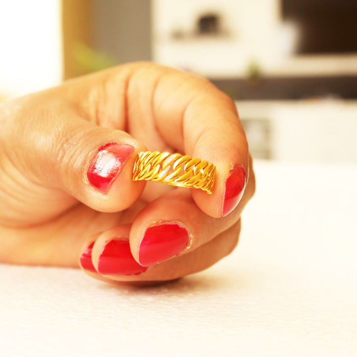 Unisex Gold Plated Panchadhatu Chain Design Ring | Adjustable Gold Plated Chain Design Ring | Lightweight Panchadhatu Ring