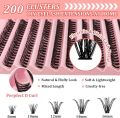 DIY Lash Extension Kit, Individual Lashes with Lash Glue Bond and Seal, 200 Cluster Lashes 8~16mm Natural Look Lash Clusters False Eyelash Extension Kit (40D KIT). 