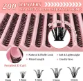 DIY Lash Extension Kit, Individual Lashes with Lash Glue Bond and Seal, 200 Cluster Lashes 8~16mm Natural Look Lash Clusters False Eyelash Extension Kit (40D KIT). 