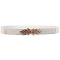 Waist Belt Elastic Slim Decorative Stretchy Quick Release Tight Waist Black Golden Plated Leaf Buckle Women Dress Waistband Jeans Belt Cologo. 