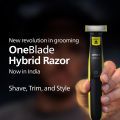 PHILIPS QP2724/10 OneBlade Hybrid Razor Cordless One Blade Hybrid Trimmer and Shaver with 3 Trimming Combs, Lime Green. 