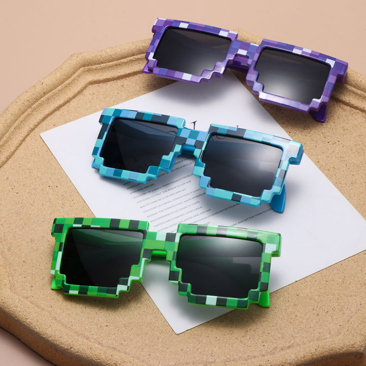 1PC Fashion Thug Life Sunglasses Novelty Gamer Robot UV Protection Sunglasses Birthday Party Cosplay Pixel Mosaic Sun Glasses
