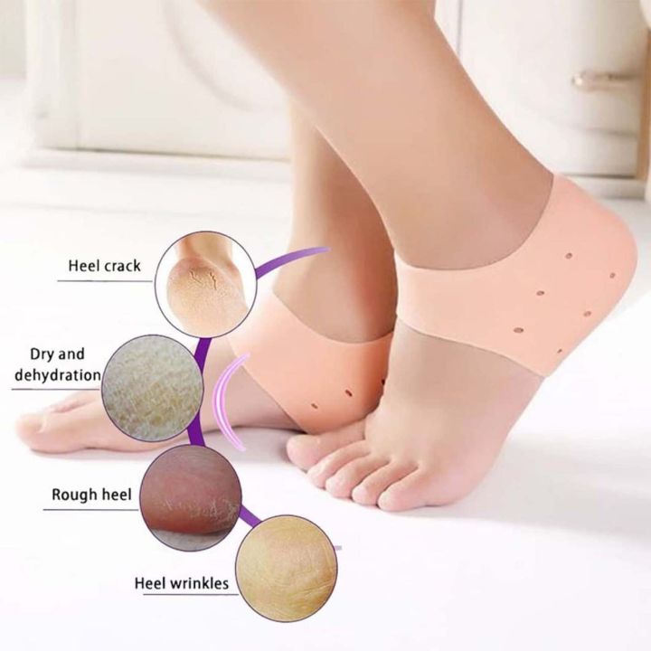 Pain relief Silicone gel heel pad Support Foot Care anti crack moisturizing socks for dry hard cracked heels,ankles swelling and ankle support