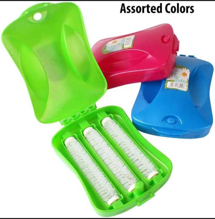 Handheld Carpet Roller Cleaning Brush With Dust Crumb Collector for Carpets, Car Seats, Table Linen, Sofas 3 Line Roller Color May Varry