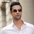 Wenefang Rectangle Fashion Rimless Sunglasses for Women Men Gangster 90s Frameless Shades Retro Vintage Trendy Wooden Frame Eyewear. 