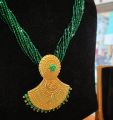 Green/Golden Chandrama Gold Jantra Hydro Pottey Mangalsutra For Women - 0.580gm. 