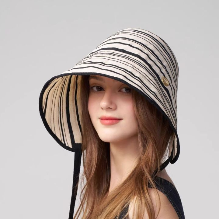 Fashion%20Ribbon%20Women%20Striped%20Fisherman%20Hat%20Solid%20Color%20Foldable%20Summer%20Sun%20Hat%20Wide%20Brim%20Breathable%20Bucket%20Hat%20Camping%20-%20Image%208