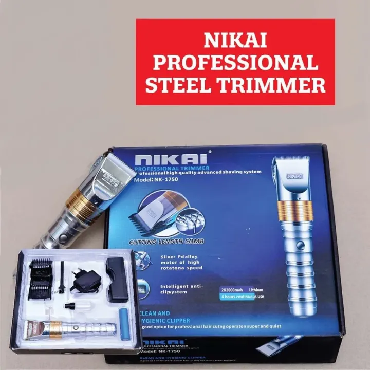 NIKAI%20Steel%20Professional%20Rechargeable%20Hair%20and%20Beard%20Trimmer%20NK-1750,Extra%201%20Pcs%202000%20MAH%20Battery%20-%20Image%205