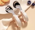 Soft Cute Silicon Handle Baby Spoon and Fork. 