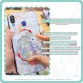 TPU Waterproof Phone Case For Samsung Galaxy M20/SM-M205FD Glitter Dirt-resistant Rotatable stand Anti-knock Kickstand. 