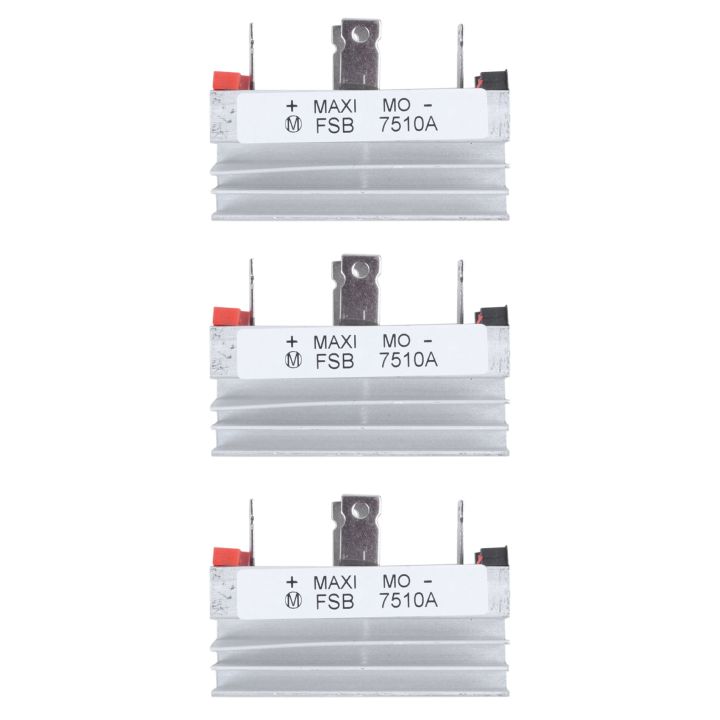 FORIDE 3X Aluminum Heatsink Base Single Phase Bridge Rectifier Diode 75A 1000V