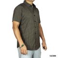 VIRJEANS (VJC850) Silk Stretchable Summer Shirt For Men - ( Check Silk Half Shirt ) Brown. 