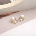 Pearl Stone Tail Design Double Ring Stud Earring For Women. 