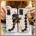 silicone Dirt-resistant Phone Case For ZTE Libero 5G ii/A103ZT Anti-knock Bear bracelet cute Black pearl pendant Cartoon. 