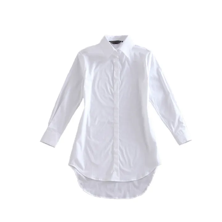 White%20shirt%20women's%20mid-length%20han%20fan%20bf%20style%20shirt%20sexy%20pajamas%20loose%20long%20sleeve%20sun%20protection%20cardigan%20top%20shirt%20dress%20-%20Image%205