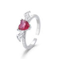 【Mega Sale】New Devil Ring Personalized Love Heart-Shaped Female Ruby Retro Elegant Hip-Hop Open Finger. 