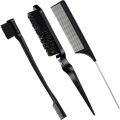 3Pcs Slicking Hair Brush Rat Tail Comb for Edge Back Grooming Slick Brush Set Teasing Brush Bristle Hair Brush. 