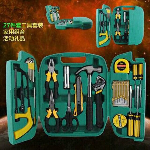Stainlesssteel and Plastic Hand Tools Box Set 27 In 1