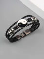 ANX Men Yin & Yang Layered Pu Leather Bracelet For Men / Men's Accessories | Fashion Layered Bracelet For Men. 