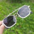 Sliver Octagon Frame Sunglasses For Men. 