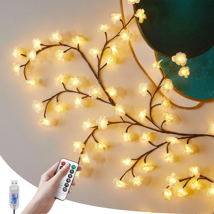 DIY Cherry Enchanted Willow Vine Lights,4 FT 48 LED Cherry Blossom Lights