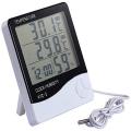 Humidity Clock HTC-2 Digital LCD C/F Temperature Humidity Meter Outdoor Thermometer Hygrometer Clock with 1m External Probe / By SmartGallery. 