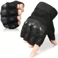 Gym Tactical Fitness Outdoor Protective Shell Antiskid Workout Riding Half Finger Gloves For Men. 