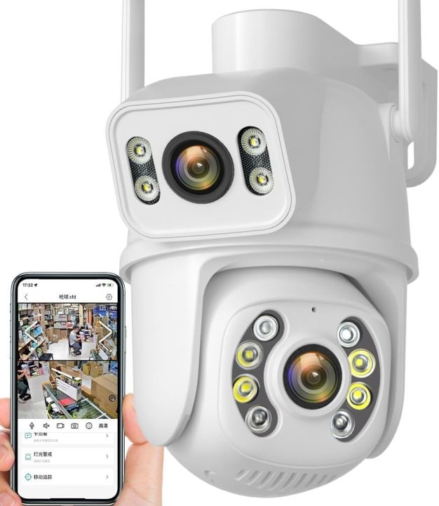 Dual Lens Security Camera PTZ Wifi Camera Outdoor Night Vision