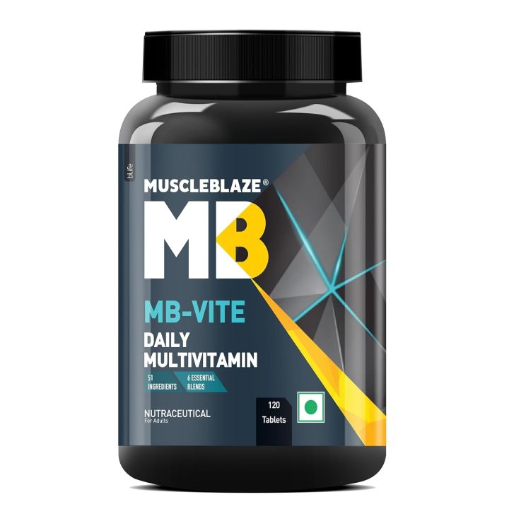 MuscleBlaze Multivitamin 120 Tablets With 51 Ingredients Vitamins & Minerals Prebiotic & Probiotics for Energy Stamina & Recovery