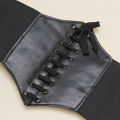 1Pcs Gothic Dark Lace Up Female Waist Corset Belt Wide PU Leather  Dress Belts jingu. 