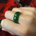 God of Gamblers Style Spinach Green Unisex Playing Mahjong Hetian Jade Ring. 