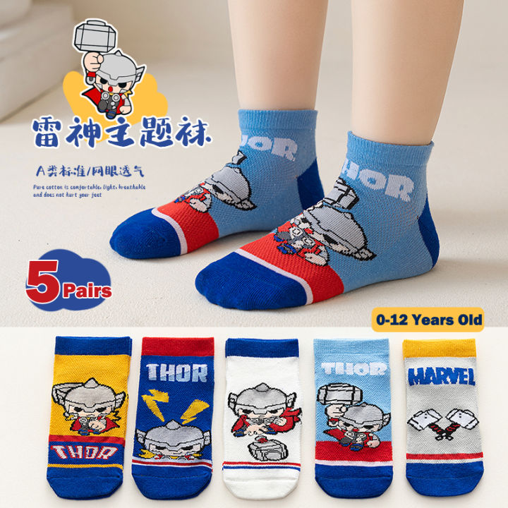 Linman%205%20Pairs%20Spiderman%20Children's%20Socks%20Marvel%20iron%20Man%20Hulk%20Thor%20Anime%20kidsAffordable%20Boys%20Short%20Socks%20Cartoon%20Baby%20Spring%20Summer%20Sock%201-12%20Y%20SMGSLIB%20Mother%20-%20Image%202