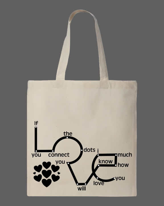 "Connect%20The%20Dots"%20Love%20Quote%20printed%20Tote%20Bag%E2%80%93%20Black%20&%20White%20-%20Image%203