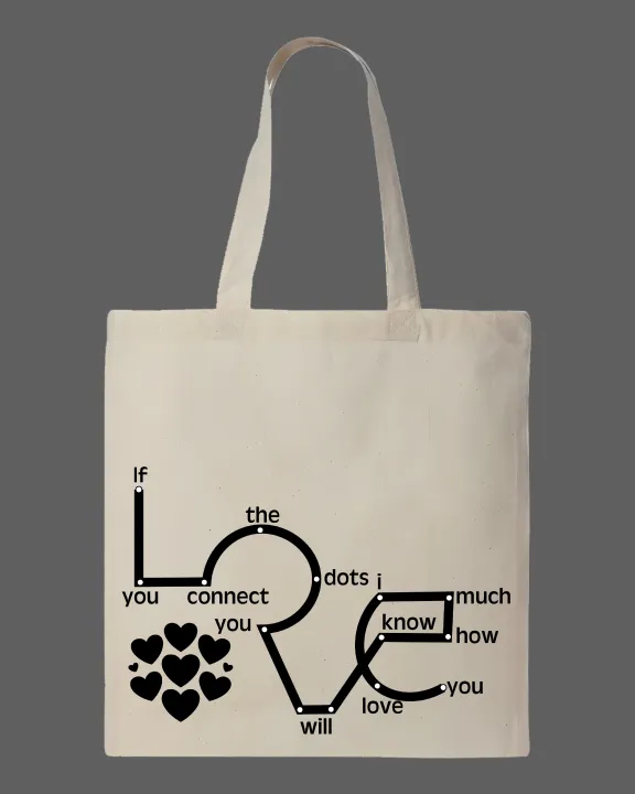 "Connect%20The%20Dots"%20Love%20Quote%20printed%20Tote%20Bag%E2%80%93%20Black%20&%20White%20-%20Image%203