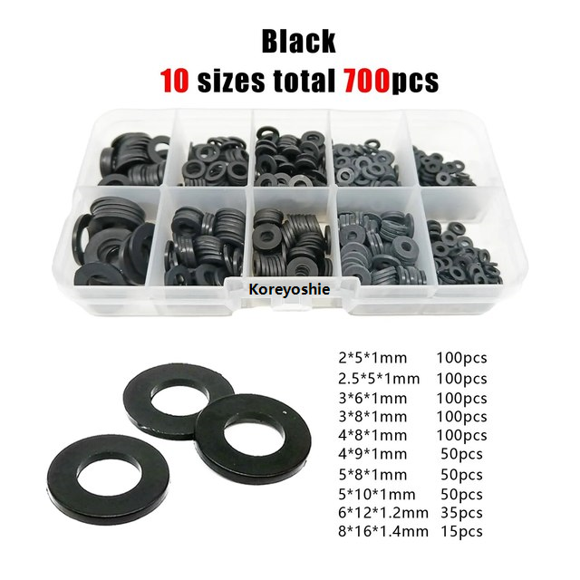Black%20White%20M8M6M5M3M2.5%20Classified%20Ring%20Gasket%20Plain%20Gasket%20Nylon%20700pcs/box%20Plastic%20Flat%20Insulated%20Gasket%20Kit%20Set%20M2M4%20-%20Image%204