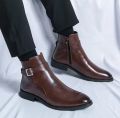 Classic New Brown Leather Ankle Boots For Men. 