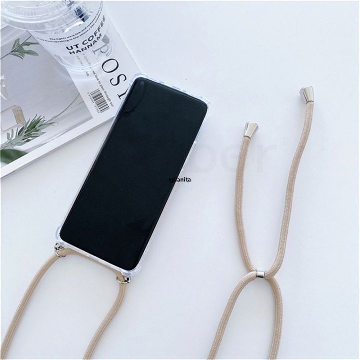 Neck Strap Lanyard Cord Rope Transparent Phone Case For Samsung S24 S23 S22 Plus S21 FE S20 Ultra S10 Soft Silicone Cover