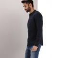 Wrogn Navy Mandarin Collar Shirt for Men. 