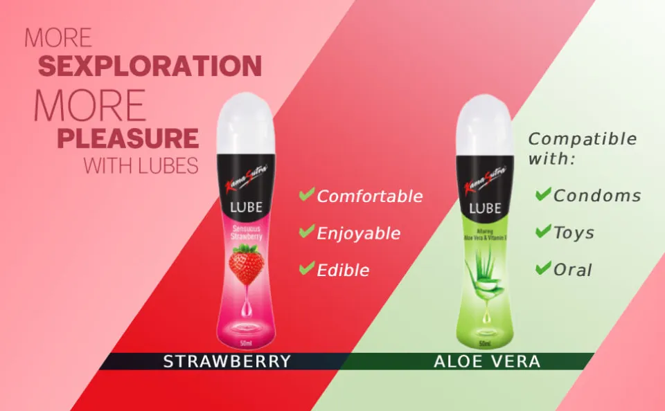KS Personal Lubricant for Men & Women - 50 ml | 1 Bottle | Water Based Lube  | Compatible with Condoms & Toys | Silicon Free Formula | Long Lasting  Pleasure | Assorted Strawberry, Aloe Vera