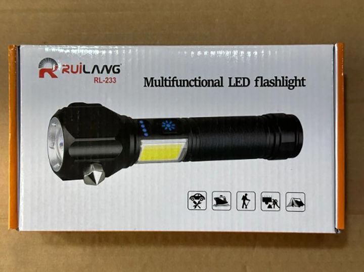 Multifunctional High Power Telescopic Rechargeable Torch With RGB LED Flashlight- 8800Mah Battery